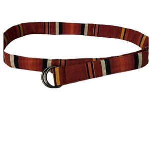 The Andover shop, buckle belt, orange, black, and yellow striped